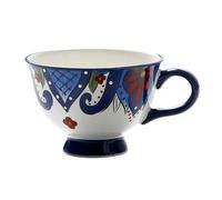 500ml/17oz Creative Home Pastoral Ceramic Mug American Personalized High Foot Breakfast Coffee Milk Cup-blue