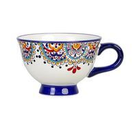 500ml/17oz Creative Home Pastoral Ceramic Mug American Personalized High Foot Breakfast Coffee Milk Cup-Type B