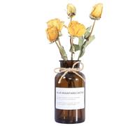 500ML/17OZ Empty Amber Glass Bud Vase Wide Open Floral Vases with Rope Flowers Arrangement Holder Bottles for Home Office Wedding Decoration