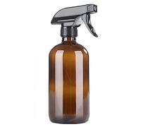 500ml 17oz Empty Amber Glass Spray Bottles Refillable Boston Round Bottle Container Jar with Trigger Handle Adjustable Fine to Stream Output for Cleaning Solutions Essential Oils Plants