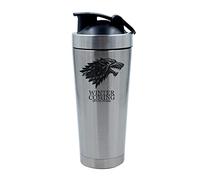 500ml Aluminium Shaker Bottle for Supplement Shakes - Easy Clean, Durable Cup Winter is Coming Stark wolf, Birthday, Christmas, Secret Santa. (Silver)