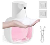 500ml Automatic Touchless Foam Soap Dispenser with IPX5 Waterproof Design, Wall Mounted Rechargeable Hands Free Sanitizer Dispenser with 4 Levels Adjustable for Kitchen, Bathroom, Home & Hotel Use