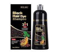 500ML Black Hair Dye Shampoo for Grey Hair Beard Coverage, 3 in 1 Instant Colour Shampoo for Men&Women