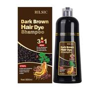 500ML Brown Hair Dye Shampoo for Grey Hair Beard Coverage, 3 in 1 Instant Colour Shampoo for Men&Women