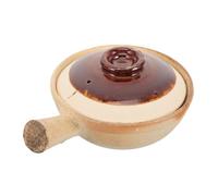 500ml Ceramic Stew Pot with Handle for Small Batch Cooking | Khaki Finish, Flat Base and Smooth Surface, Suited to Braised Pork, Broth, Garden Party Use