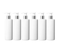 500ml Dispenser Pump Bottle White PET Plastic Bottle Silver/White Lotion Pump Mrs Hinch Customisable DIY Refillable Bathroom Hand Lotion Soap Bottle (50)
