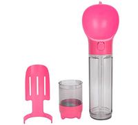 500ml Dog Water Bottle with Integrated Cup and Shovel, Pet Drinking Feeder for Outdoor Walks, Leakproof Silicone - Sealed Design, Portable Lanyard Handle, Includes Garbage Bag Roll (Pink)