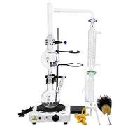 500ml Essential Oil Distillation Apparatus Lab Glassware Kits Steam Water Distiller Purifier Kits w/Hot Stove Separating Funnel Graham Condenser (500ml)