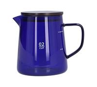 500ml Glass Coffee Pot Server, Clear Coffee Carafe Glass Teapot Glass Teakettle with Handle Lid Restaurant Coffee Server for Cafe(Blue)