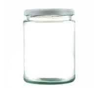 500ml Glass Food Jar with airtight Lid - A Deluxe Jam Jar for Marmalade, Honey and Home Preserves (White Lid, Pack of 12)