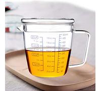 500ml Glass Measuring Cup Set Heat-Resisting Glass Measuring Cup Scale Microwave Measuring Cup Jug with Lid Ounce Measure Cup Jug for Holding Flour Powder or Liquid, Easy to Read Measurements