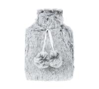 500ml Hot Water Bottle, Small Hot Water Bottle with Cover, Warm Water Bag with Luxury Cosy Faux Fur Cover 2-in-1 Water Bag for Cold & Hot Compress Mini Hot-Water Bag for Women Seniors (Black White)