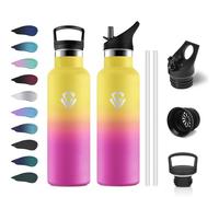 500ml Insulated Water Bottle, BPA Free Water Bottle, Drinking Bottle with Straw, Easy to Clean, Leak-Free, Double Wall Thermal Insulation, Thermos for School, Travel, Camping, Offices