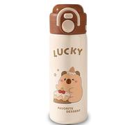 500ml Insulated Water Bottle New Kid Thermos,Stainless Steel Leak Proof Kids Cups with Straw for School Travel Boys Girls,Pink Cartoon Stainless Steel Thermal Bottle Festival Gifts