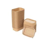 500ml Kraft Rectangular Food Prep Containers with Lids - Take Away, Hot Food, Meal Prep, Kraft food prep containers with lids for Restaurants, Cafés, Homes, Eco-Friendly Packaging (100)