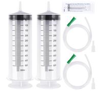 500ml Large Capacity Syringe, 2Pcs No Needle Syringe, Liquid Measuring Syringe, Reusable Plastic Syringe, Individual Wrapped Sterile Syringe, Feeding Syringe with Catheter for Laboratory Industry