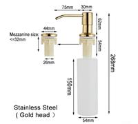 500ML Liquid Dispenser for Kitchen Sinks with Stainless Steel Pump Head and Seamless Plastic Bottle for Smooth Soap Flow (Gold)