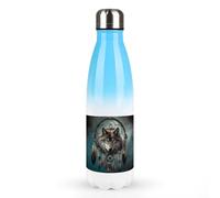 500ml Metal Water Bottles,3D Wolf Dream Catcherprinted 17oz Stainless Steel Insulated Leakproof Water Bottle for Cold Hot Drink