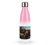 500ml Metal Water Bottles,The Horse is Drinking Waterprinted 17oz Stainless Steel Insulated Leakproof Water Bottle for Cold Hot Drink
