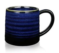 500ml or 700ml Extra Large Ceramic Coffee Mug with Big Handle, Oversized Tea Cup for Office and Home, Hot and Cold Drinking, Microwave and Dishwasher Safe, Handmade Glazed Texture (500ml-Starry Blue)