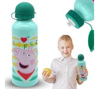 500ml Peppa Pig Aluminium Canteen Drinking Water Bottle, Insulated BPA Free Lightweight Leakproof KBT Disney Bottle Back to School Sports Summer Picnic for Kids Boys And Girls 3+ Years | 21cm