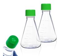 500ml Plastic Erlenmeyer Flask, 2Pcs 17oz Sterile Polycarbonate (PC) Conical Cell Culture Flask with Vent Cap for Lab Experiment Chemistry Science, Graduated, 0.22 μm PTFE, Flat Bottom