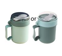 500ml Portable Microwaveable Breakfast Cup with Lid Handle Spoon Sealed Leakproof Lunch Box Drinking Mug Tableware