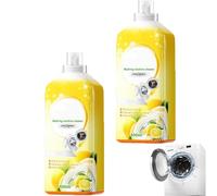 500ml Powerful Washing Machine Cleaner Liquid, Clean Drum Washer Tank Cleaner, Residue Remover and Tub Cleaner for Stain, Odor, Grime Elimination, Fresh Lemon Scent, for All Washers (2Pcs)