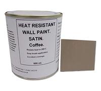 500ml Satin Coffee Heat Resistant Wall Paint. Wood Burner Stove Alcove. Brick, concrete, plaster, cement board, rendering, metal, timber and simlar building materials. Cream / Brown.