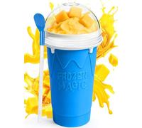 500ML Slushie Cup, DIY Magic Slushy Maker Cup, Cool Stuff Things Gadgets for Juices Milk Ice Cream Make, Quick Frozen Squeeze Slushy Cups with Lids & Straw for Teens Kids Family, Blue