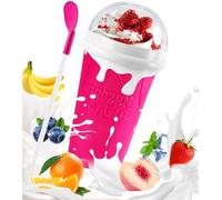500ML Slushie Cup, DIY Magic Slushy Maker Cup, Cool Stuff Things Gadgets for Juices Milk Yogurt Ice Cream Make, Quick Frozen Slushy Cups with Lids & Straw for Boys Girls Teens Kids, Pink