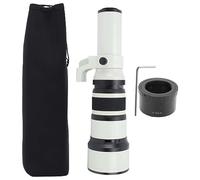 500mm F6.3 Fixed Focus Telephoto Lens with T2 EOSM Adapter - High Contrast Optical Glass, Alloy Build for M Mount Mirrorless Cameras, Ideal for Wildlife & Bird Photography (White)