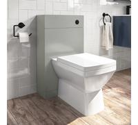 500mm Grey Back to Wall Toilet Unit with Cistern and Black Fittings - Ashford