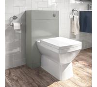 500mm Grey Back to Wall Toilet Unit with Cistern and Chrome Fittings - Ashford