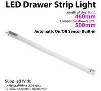 500mm LED Drawer Strip Light AUTO ON/OFF PIR SENSOR Kitchen Cupboard Door Unit