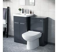 500mm Vanity Basin Unit, WC Unit & Elso Back to Wall Toilet Anthracite