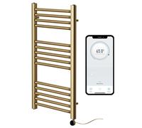(500mm W x 800mm H) Brushed Brass Electric Smart WiFi Controlled Heated Towel Rail 7 Day Programmable Timer App Compatibility