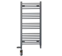 500mm Wide Anthracite Grey Dual Fuel Electric Radiator Bathroom Towel Rail Radiator With Thermostatic and Standard Electric Element UK (500 x 1000 mm (h), AF Thermostatic Electric Element)