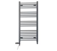 500mm Wide Anthracite Grey Dual Fuel Electric Radiator Bathroom Towel Rail Radiator With Thermostatic and Standard Electric Element UK (500 x 1000 mm (h), Standard Electric Element)