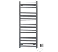 500mm Wide Anthracite Grey Flat Electric Pre-Filled Heated Towel Rail Radiator For Bathroom Designer UK (500mm × 1200mm (h))