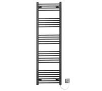 500mm Wide Black Flat Electric Pre-Filled Heated Towel Rail Radiator For Bathroom Designer UK (Alyssa 500 / 1600mm Electric Black)