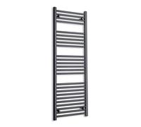 500mm Wide Black Heated Towel Rail Radiator Flat Ladder for Stylish Bathroom (500 x 1400 mm)