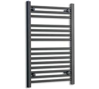 500mm Wide Black Heated Towel Rail Straight Flat Bathroom Warmer Radiator Rack Central Heating Turkish Zone (500mm x 800mm)