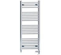 500mm Wide Chrome Dual Fuel Electric Radiator Bathroom Towel Rail Radiator With Thermostatic and Standard Electric Element UK (500 x 1200 mm (h), Standard Electric Element)