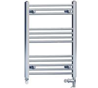 500mm Wide Chrome Dual Fuel Electric Radiator Bathroom Towel Rail Radiator With Thermostatic and Standard Electric Element UK (500 x 700 mm (h), Standard Electric Element)