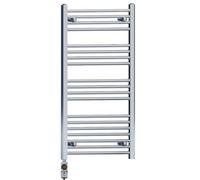 500mm Wide Chrome Electric Bathroom Towel Rail Radiator Heater With AF Thermostatic Electric Element UK Pre-Filled (500 x 1000 mm)