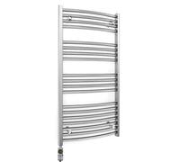 500mm Wide Curved Chrome Electric Bathroom Towel Rail Radiator Heater With AF Thermostatic Electric Element UK Pre-Filled (500 x 1000 mm)
