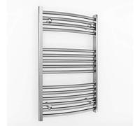 500mm Wide Curved Chrome Heated Bathroom Towel Rail Radiator For Central Heating UK (500 x 800 mm (h))