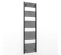 500mm Wide Curved Matt Black Heated Towel Rail Radiator Designer Bathroom For Central Heating Only (500mm x 1700mm (h))