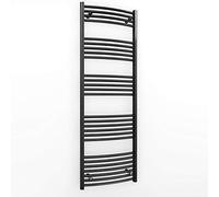 500mm Wide Curved Matt Black Heated Towel Rail Radiator Designer Bathroom For Central Heating Only (500mm x 1600mm (h))